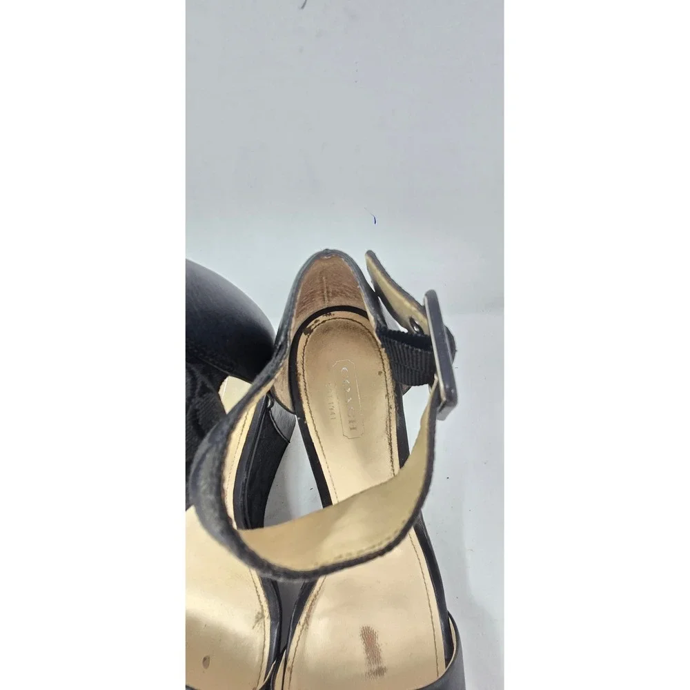 Vtg Y2K Coach Jerri women 7.5 platform logo wedge sandals ankle strap whimsigoth